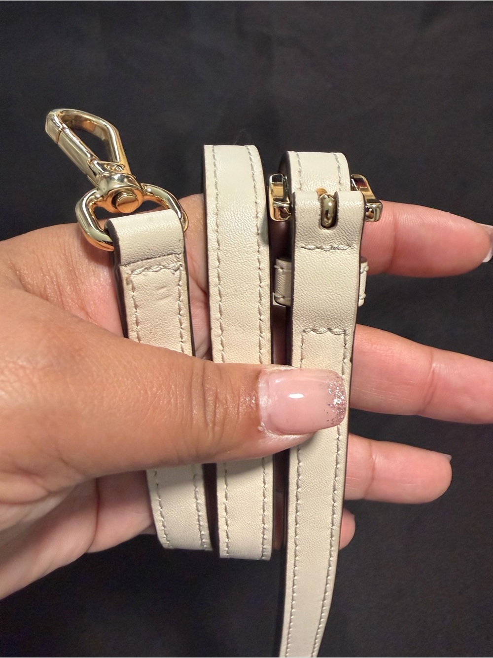 Michael Kors Cream Leather Adjustable Crossbody Strap with Gold Hardware